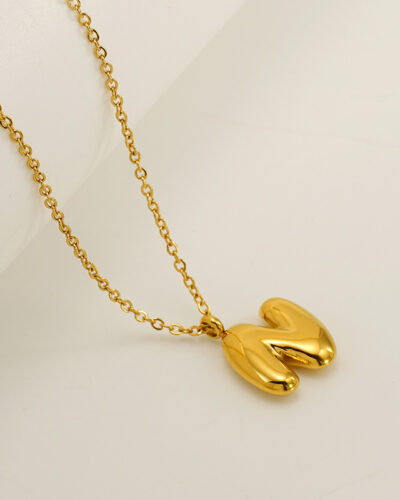 Minimalist 3D Solid A-Z Letter Gold Plated Necklace