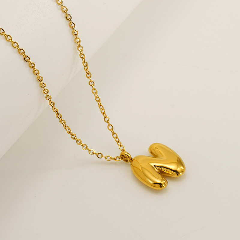 Minimalist 3D Solid A-Z Letter Gold Plated Necklace