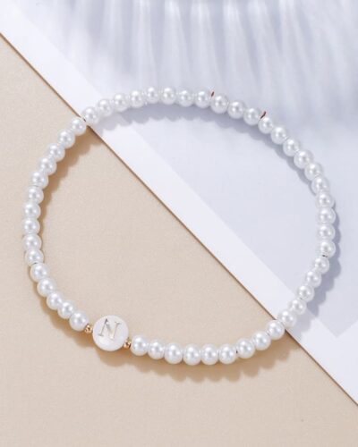 Versatile A-Z Letter Beaded Pearl Bracelet for Women