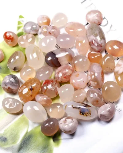 Natural 2cm Cherry Blossom Agate Rolling Stone