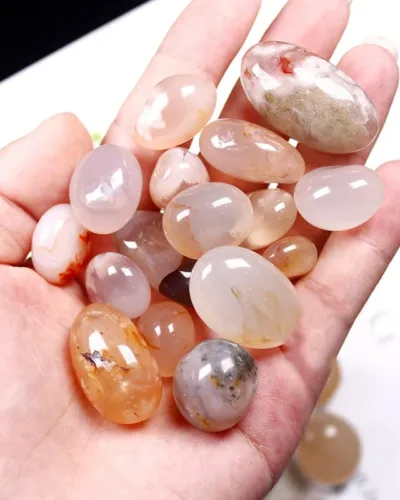 Natural 2cm Cherry Blossom Agate Rolling Stone