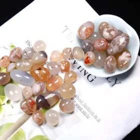 Natural 2cm Cherry Blossom Agate Rolling Stone