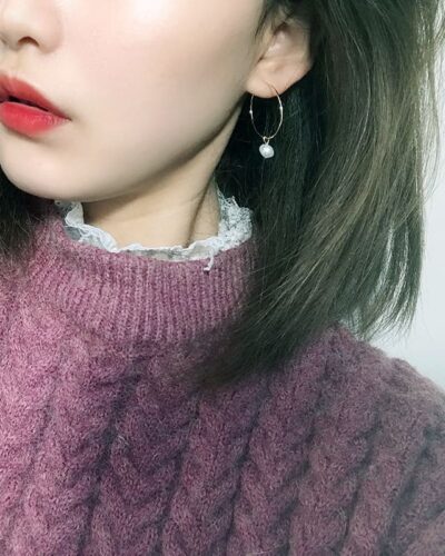 Natural Freshwater Gold Hoop and Pearl Earrings