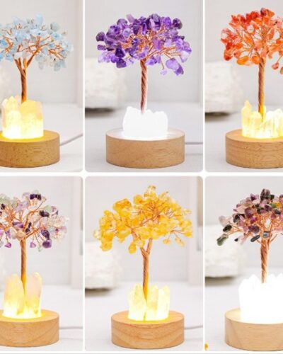 Natural Gemstones Bonsai Lucky Tree DIY Night Light