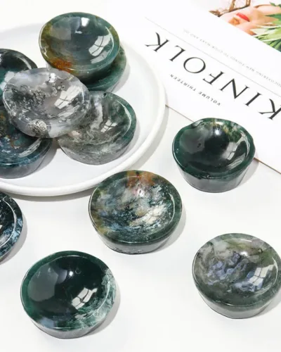 Natural Moss Agate Small Bowl Stone Carvings Wholesale