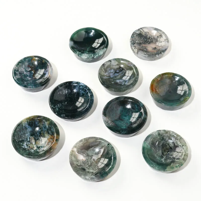 Natural Moss Agate Small Bowl Stone Carvings Wholesale