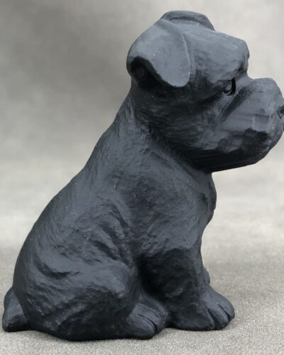 Natural Obsidian Gemstone Animal Carvings Schnauzer
