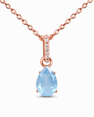Natural Pear Aquamarine Solitaire Pendant 2
