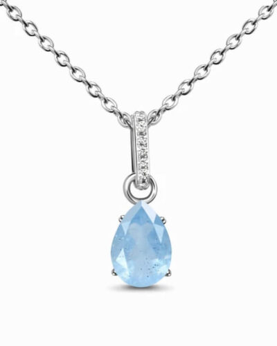 Natural Pear Aquamarine Solitaire Pendant 5