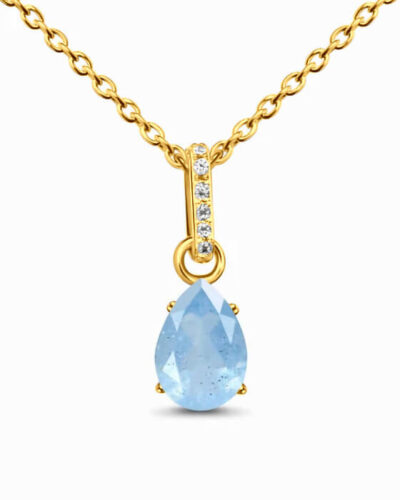 Natural Pear Aquamarine Solitaire Pendant 6