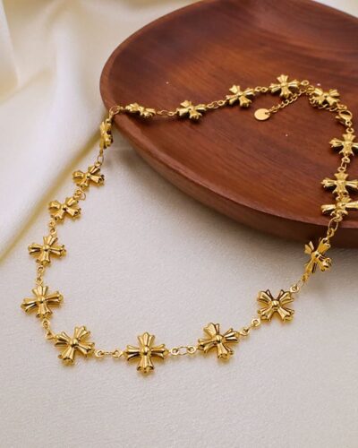 Byzantine Style Vintage Gold Plated Cross Necklace