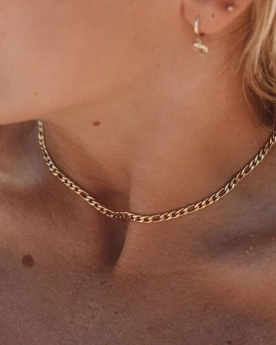 Minimalist Golden Stainless Steel Figaro Chain Everyday Wear