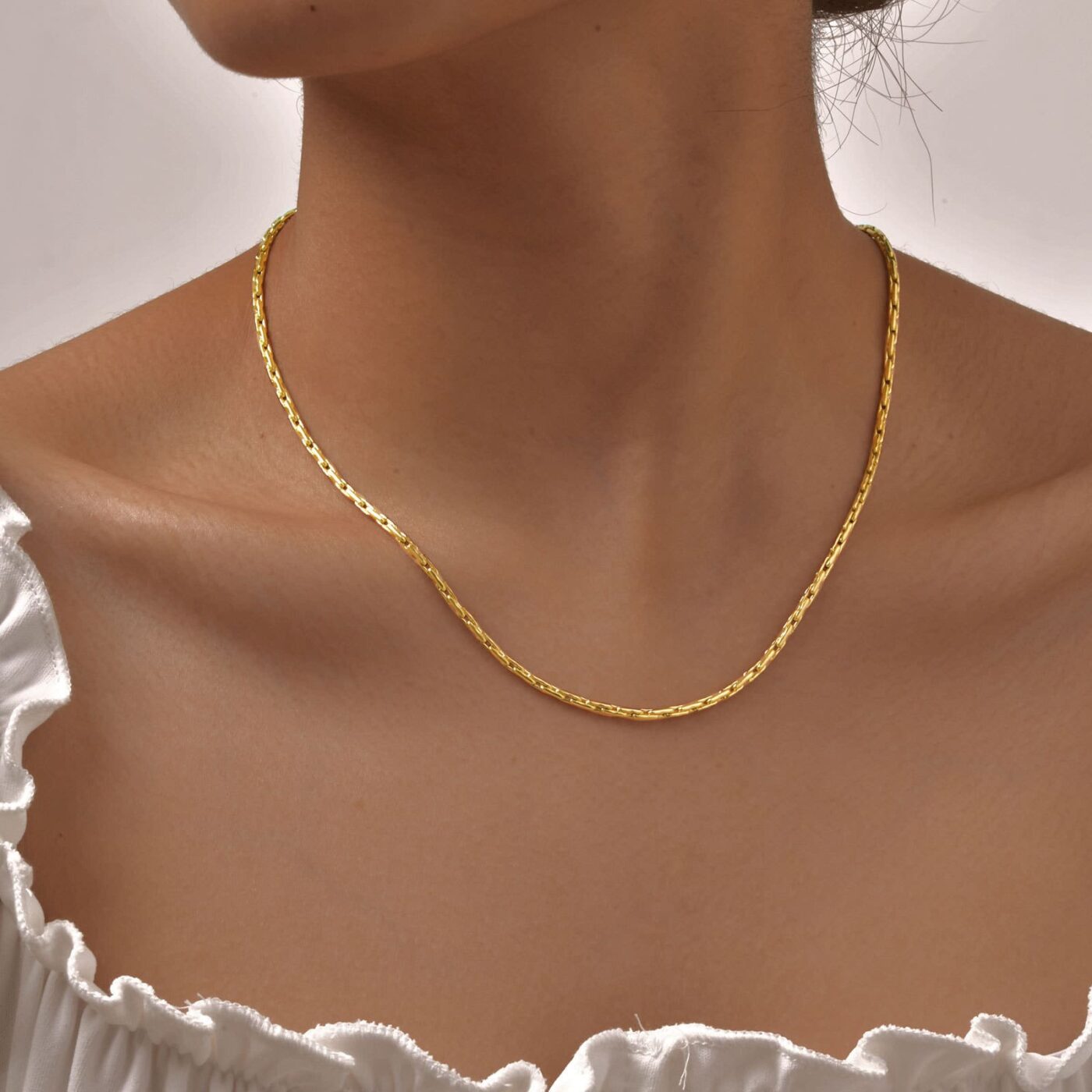 1Pcs Delicate Golden Stainless Steel Chain Necklace for Women Daily Wear
