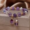 Elegant Amethyst Crystal Beads Bracelet with Waterdrop Charm