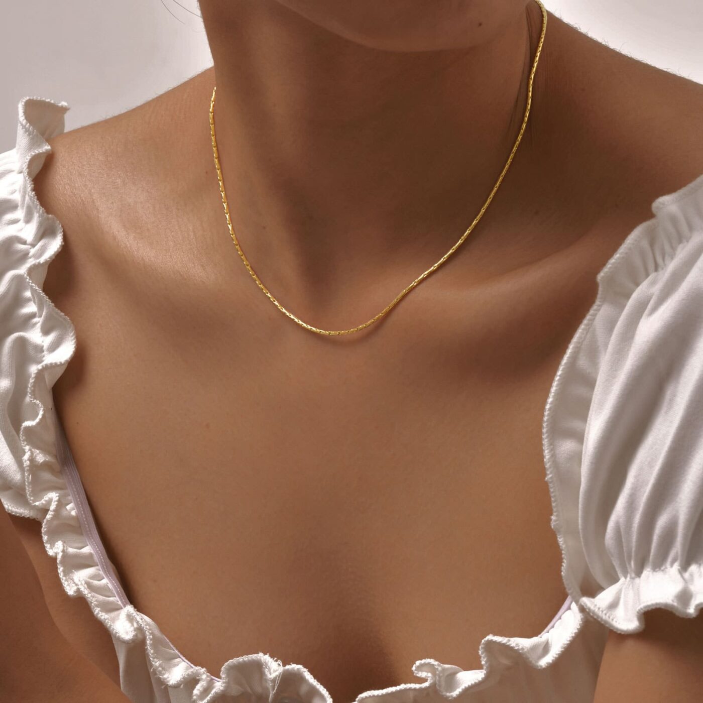 1Pcs Delicate Golden Stainless Steel Chain Necklace for Women Daily Wear
