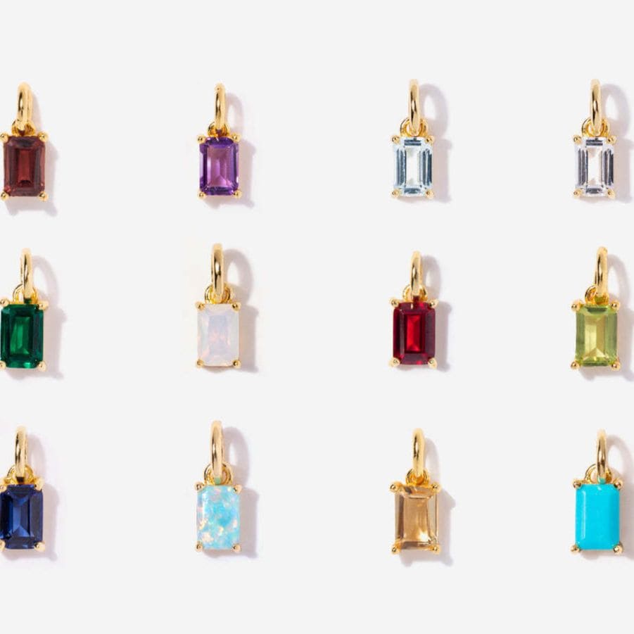 18K Gold 4-Prong Emerald Cut Solitaire Birthstone Necklace