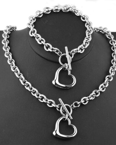 OT Buckle Stainless Steel Hollow Gothic Heart Necklace