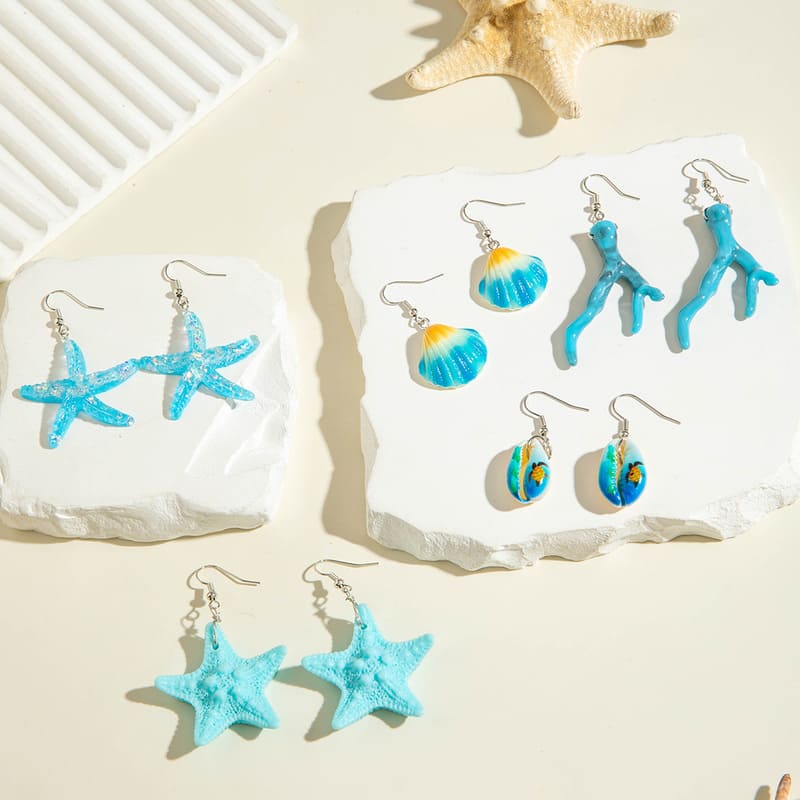 Ocean Theme Boho Vintage Earrings Vacation Style