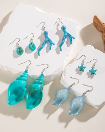 Ocean Theme Boho Vintage Earrings Vacation Style
