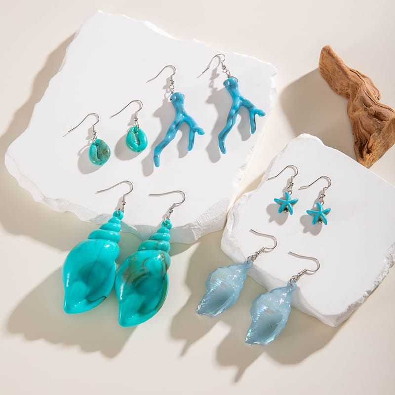 Ocean Theme Boho Vintage Earrings Vacation Style