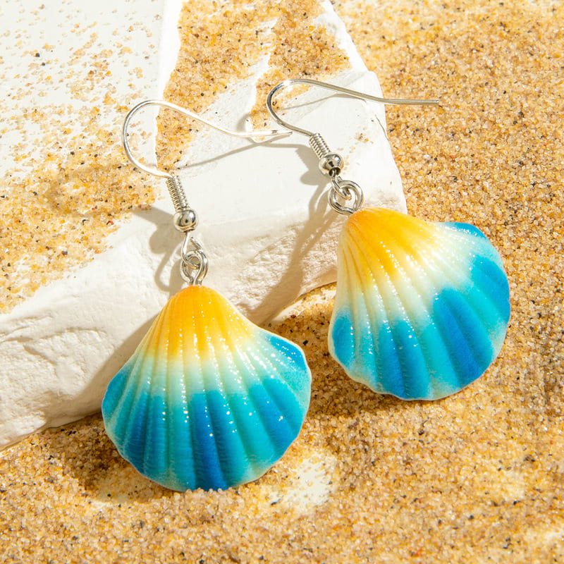 Ocean Summer Seashell Boho Vintage Earrings Vacation - Kuva 4