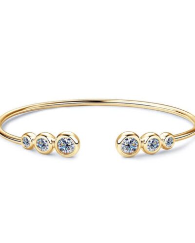 Open Design 925 Silver 1CT Moissanite Cuff Bracelet for Daily Wear
