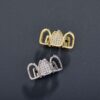 Openwork Gold-Plated Three Tooth Grillzs