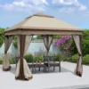 Outdoor Soft Top Gazebo Canopy With Removable Zipper Netting