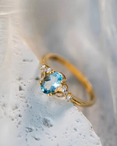 Oval Blue Aquamarine Ring 12