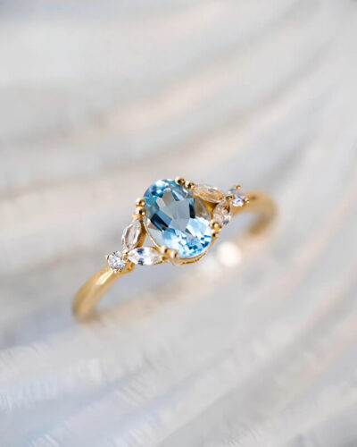 Oval Blue Aquamarine Ring 13