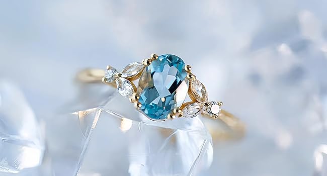 Oval Blue Aquamarine Ring 3