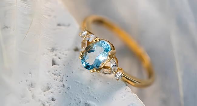 Oval Blue Aquamarine Ring 4