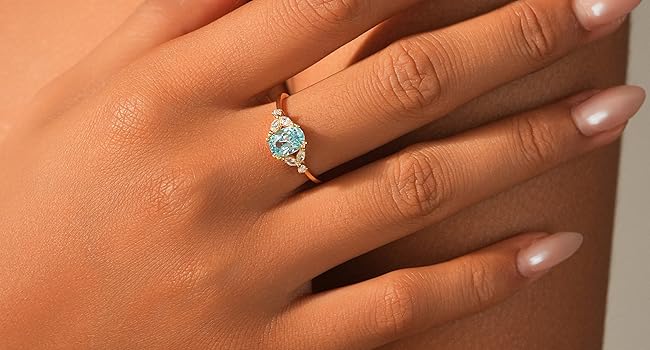 Oval Blue Aquamarine Ring 6