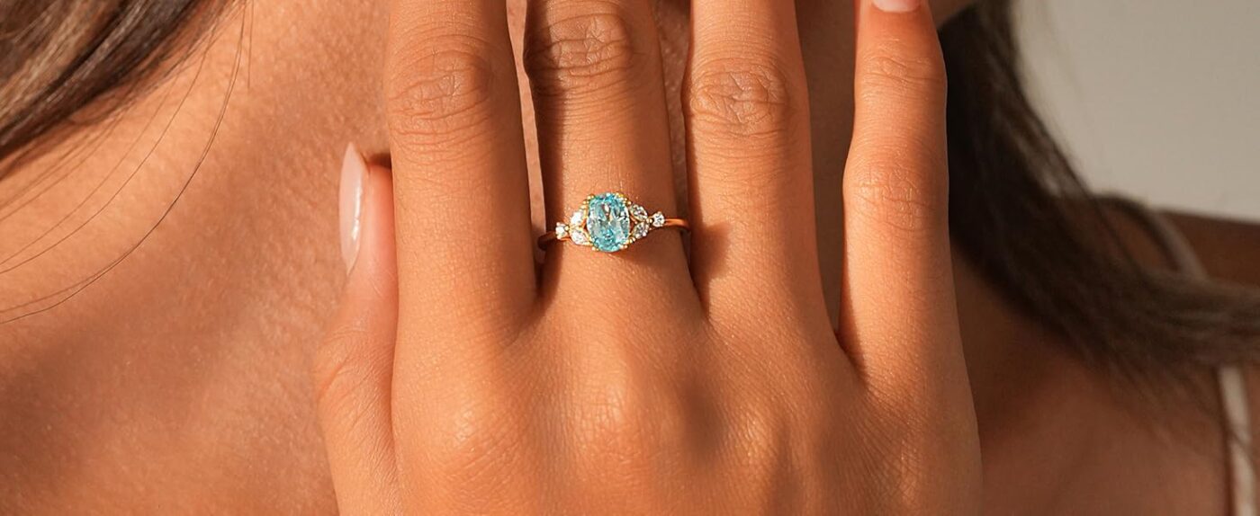 Oval Blue Aquamarine Ring 8