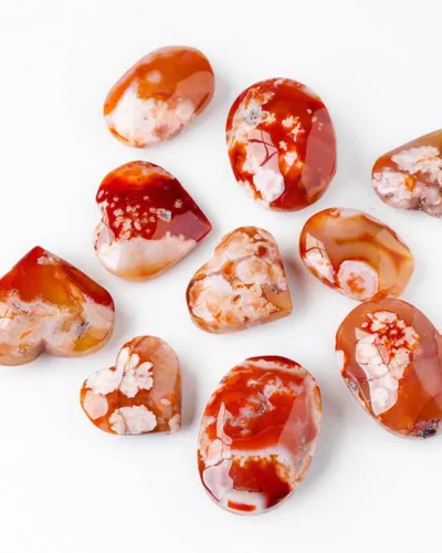 Oval Flower Agate Polished Tumbled Gemstones