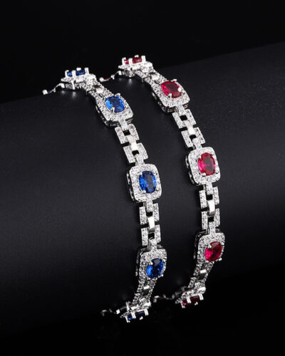 Oval Gemstone Birthstone Tennis Bracelet For Women