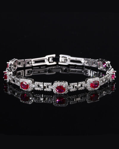Alternative view of Oval Gemstone Birthstone Tennis Bracelet For Women