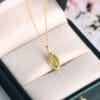Oval Gold Plated 925 Sterling Silver Peridot Birthstone Necklace