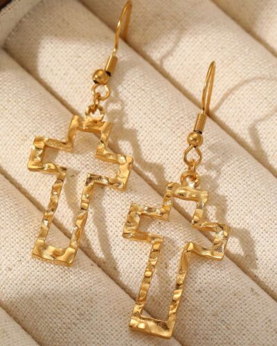 Alternativní pohled na Oversized Stainless Steel Women's Cross Stud Earrings