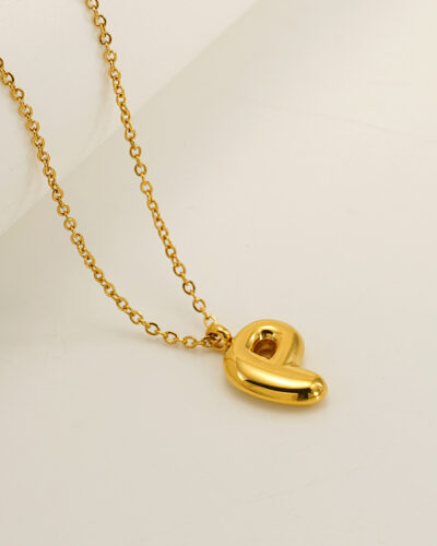 Minimalist 3D Solid A-Z Letter Gold Plated Necklace