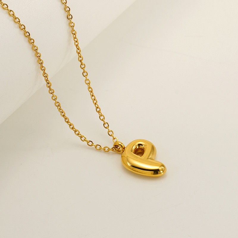Minimalist 3D Solid A-Z Letter Gold Plated Necklace