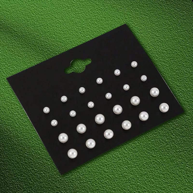 12Pairs Simple Rhinestone Stainless Steel Earring Studs