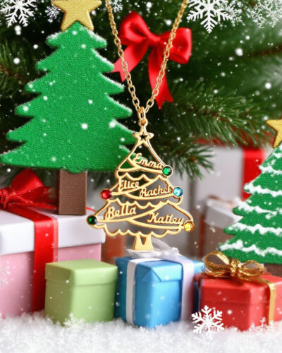Personalized Family Christmas Tree Necklace 2