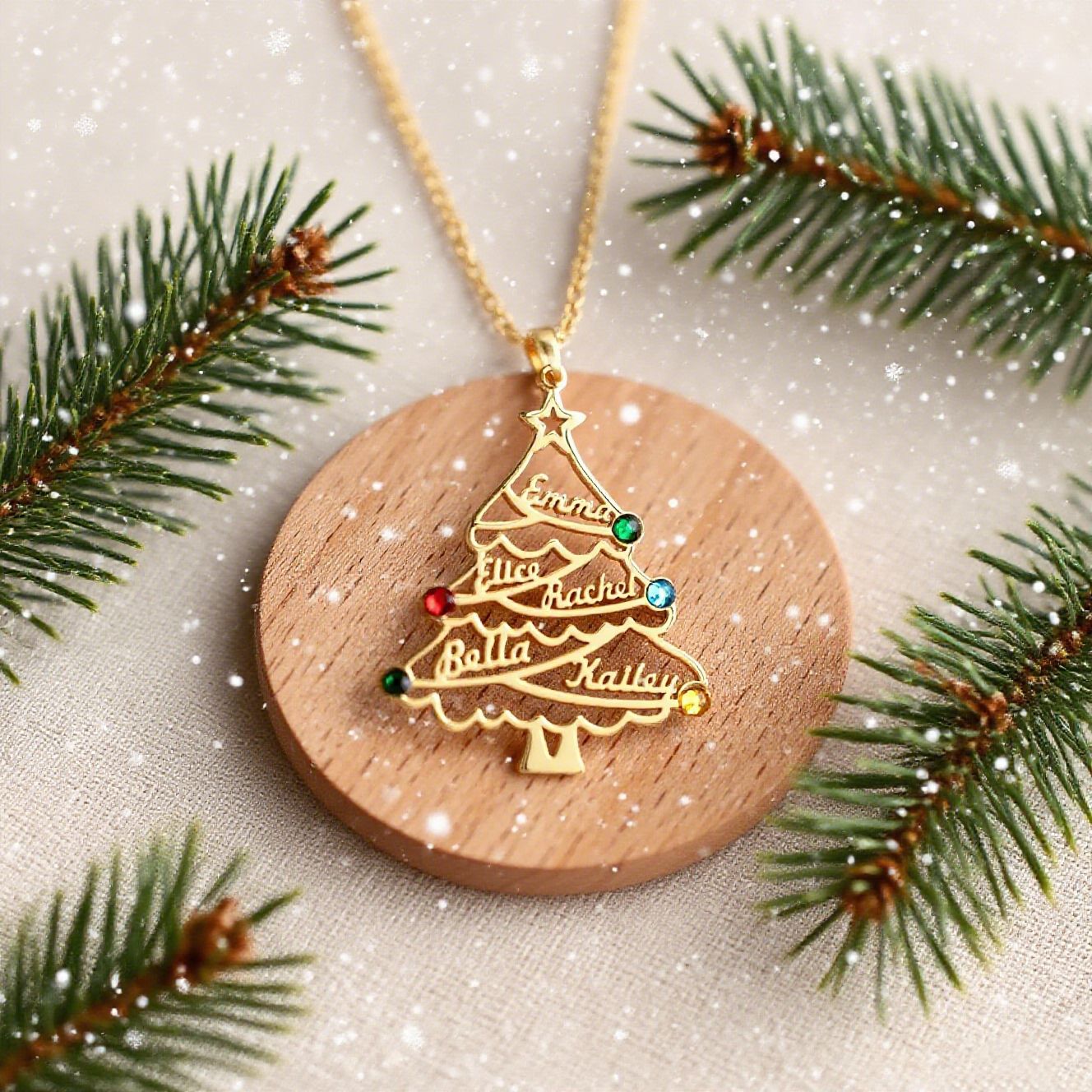 Personalized Family Christmas Tree Necklace 7