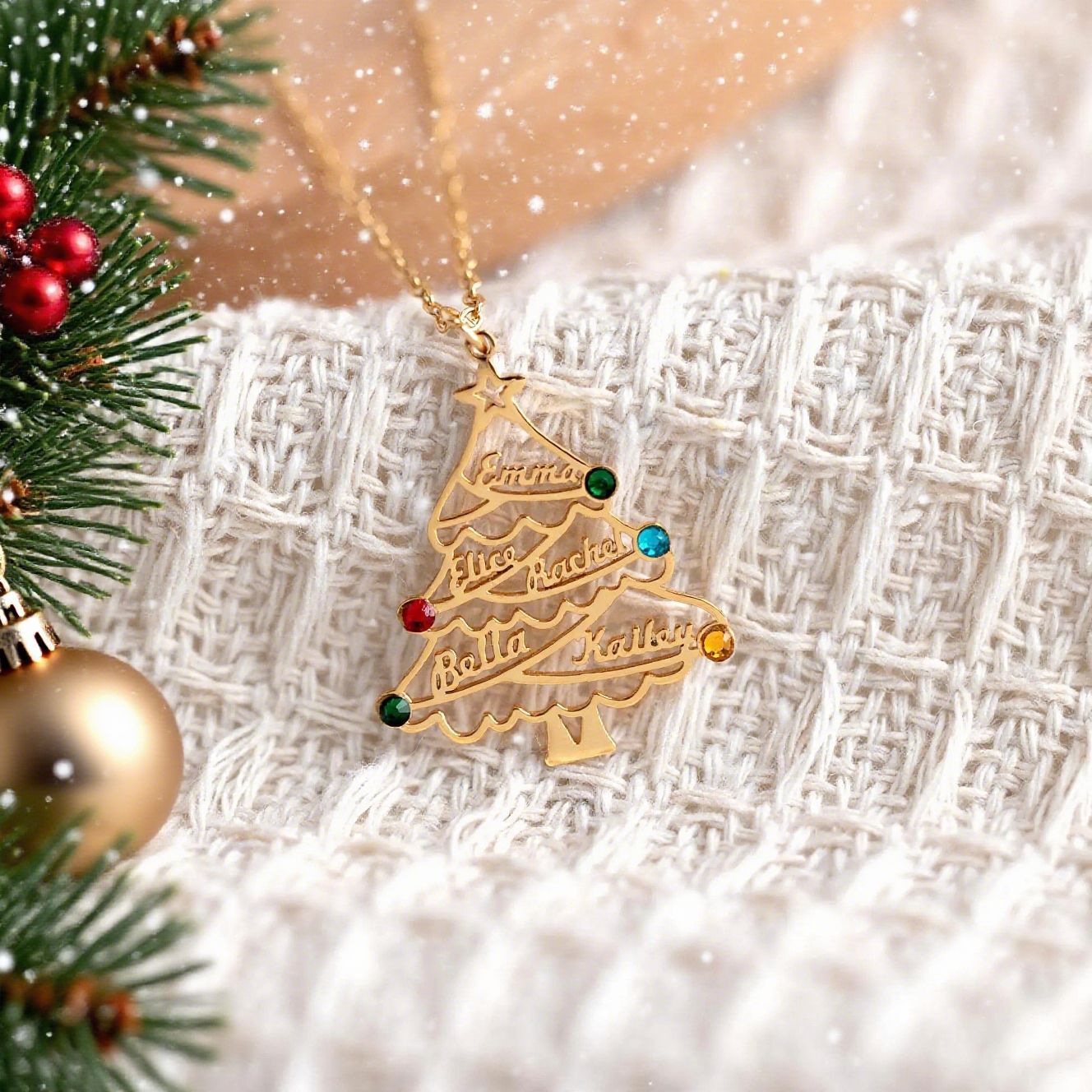 Personalized Family Christmas Tree Necklace 9