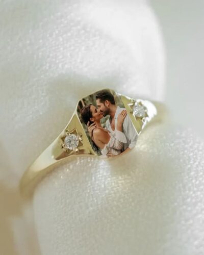 Personalized Image Custom Rings Engagement Wedding