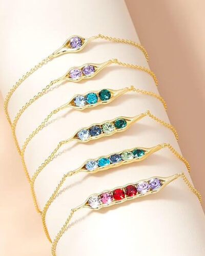 Personalized Pea Pod Bracelet Birthstone Gifts for Mom
