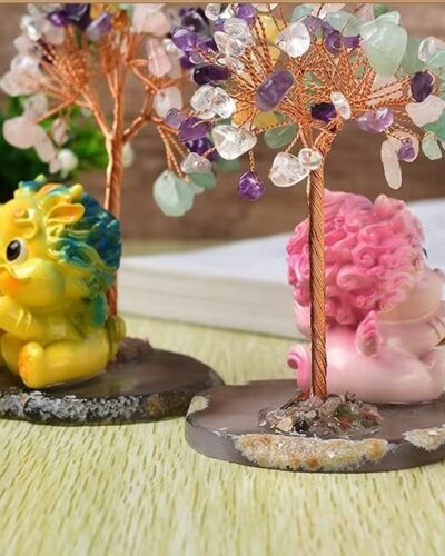 Pixiu Feng Shui Crystal Wire Tree Home Ornament