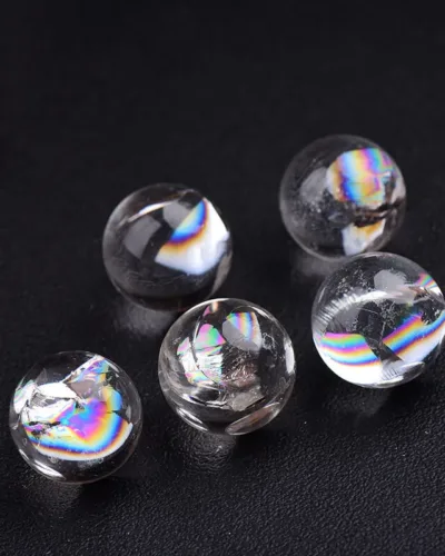 Polished Aura Clear Quartz Sphere Crystals