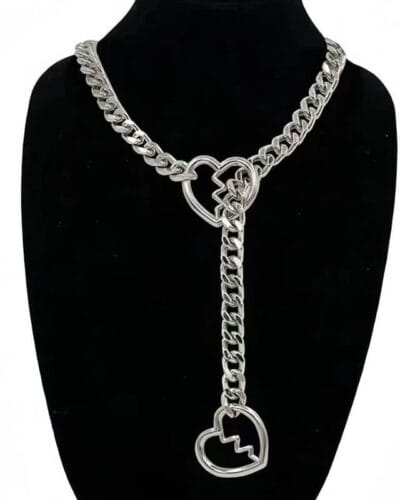 Punk Stainless Steel Heart Slip Chain Necklace Unisex